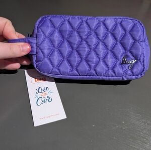 Lug Quilted Purple Wristlet Cosmetic Pouch Plastic Line6.5*4" NWT In Violet Neon